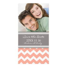 Coral Grey Save the Date Wedding Photo Cards
