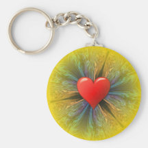 Coral Kaleidoscope Heart Keychain