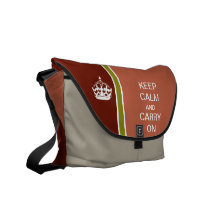 Coral KEEP CALM AND CARRY ON Racing Stripe Messenger Bag