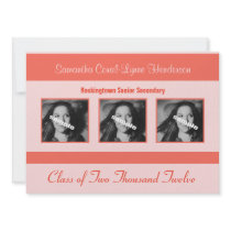 Coral Modern Stylish Photo Grad Announcement