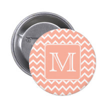 Coral Pink and White Chevron with Custom Monogram.