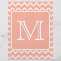Coral Pink and White Chevron with Custom Monogram. Custom Flyer