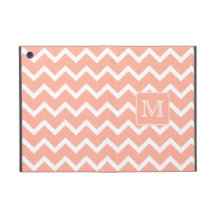 Coral Pink and White Chevron with Custom Monogram. Cover For iPad Mini