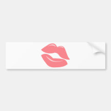CORAL PINK LUSCIOUS KISS LIPS SHINY LIPGLOSS BEAUT BUMPER STICKERS