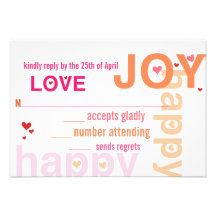 Coral Pink Red Floral Modern Typography Personalized Announcement