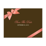 Coral Red Ribbon Save the Date Announcement Postcard