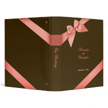 Coral Red Ribbon Wedding Planner Album 3 Ring Binder