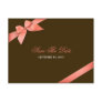 Coral Red Ribbon Wedding Save the Date 2 Post Cards