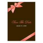Coral Red Ribbon Wedding Save The Date MiniCard Business Card Template