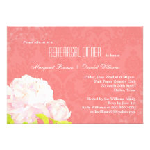 Coral Reef Floral Wedding Rehearsal DInner Invites
