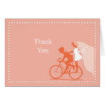Coral Rose Bicycle Couple Thank You Note Greeting Card