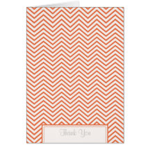 Coral Rose Chevron Print Thank You Card