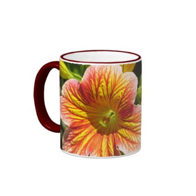 Coral Salpiglossis Sinuata Flower Mug by ggbythebay