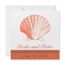 Coral Shell Beach Wedding Invitations