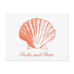 Coral Shell Beach Wedding RSVP Postcard