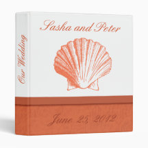 Coral Shell Wedding Planner 3 Ring Binders