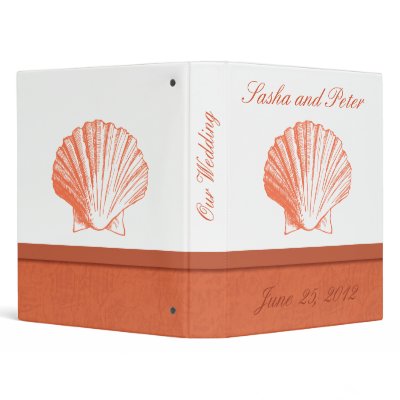 Coral Shell Wedding Planner 3 Ring Binders by OddballAffairs