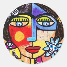 Coral Sugar Skull Round Sticker