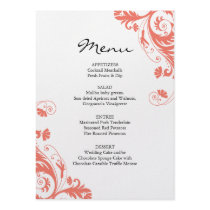 Coral Wedding Menu Invitations