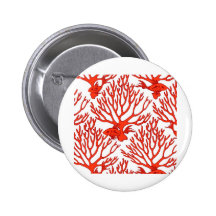 CORAL_white_orange Pinback Buttons
