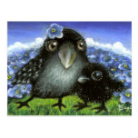 Corbeau de mère et de bébé carte postale