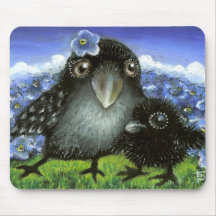Corbeau de mère et de bébé tapis de souris