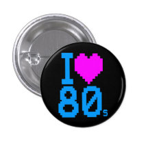 COREY TIGER 1980s RETRO I HEART 80's LOVE Button