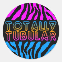 Corey Tiger 1980'S Retro Totally Tubular Stripes Round Sticker