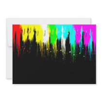 Corey Tiger 1980s Retro Vintage Neon Paint Drip Invitations