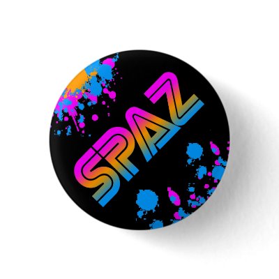 COREY TIGER 1980s SPAZ SPLATTER PIN BUTTON by COREYTIGER
