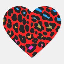 Corey Tiger 80s Leopard Spots (Red) Heart Stickers