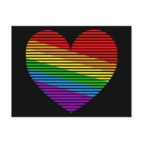 Corey Tiger 80s Rainbow Stripe Heart Postcard