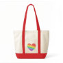 Corey Tiger 80s Rainbow Stripe Heart Tote Bag