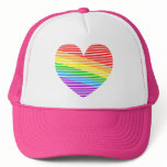 Corey Tiger 80s Rainbow Stripe Heart  Trucker Hat