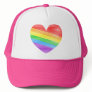 Corey Tiger 80s Rainbow Stripe Heart  Trucker Hat