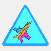 Corey Tiger 80s Retro Jet Fighter Plane Triangle Stickers
