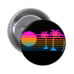 COREY TIGER 80s RETRO PALM TREES TROPICAL SUNSET Pinback Button