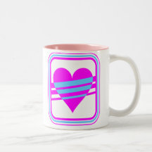 Corey Tiger 80s Vintage Heart & Stripes Mug