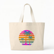 COREY TIGER RETRO SUNSET PALM TREES CANVAS BAG