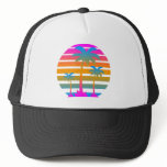 COREY TIGER RETRO SUNSET PALM TREES TRUCKER HAT