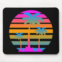 COREY TIGER RETRO SUNSET PALM TREES MOUSEPADS