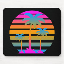 COREY TIGER RETRO SUNSET PALM TREES MOUSEPADS