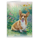Corgi dans le jardin cartes de vœux