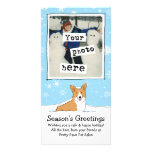 Corgi in the Snow Holiday with Custom Text Photo Card Template