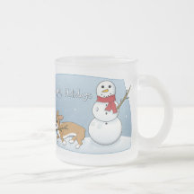 Corgi Steals Snowman's Arm Coffee Mugs