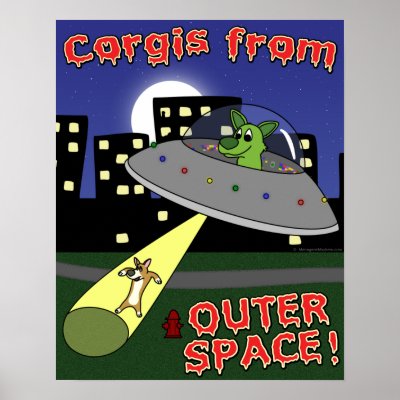 Corgis from Outer Space Poster by MenagerieMayhem