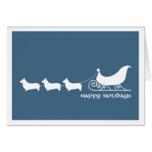 Corgis Pulling Santa's Sleigh Cards