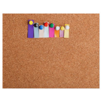 Cork board and colourful heading for eight letter 