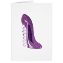 Corkscrew lilac stiletto shoe greeting cards