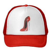 Corkscrew Red Stiletto Shoe Trucker Hats